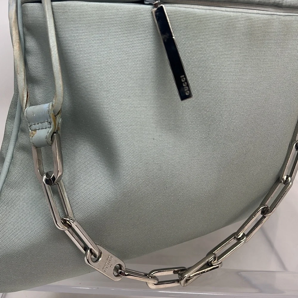Gucci Ballistic Nylon & Leather Seafoam Drawstring Shoulder Bag